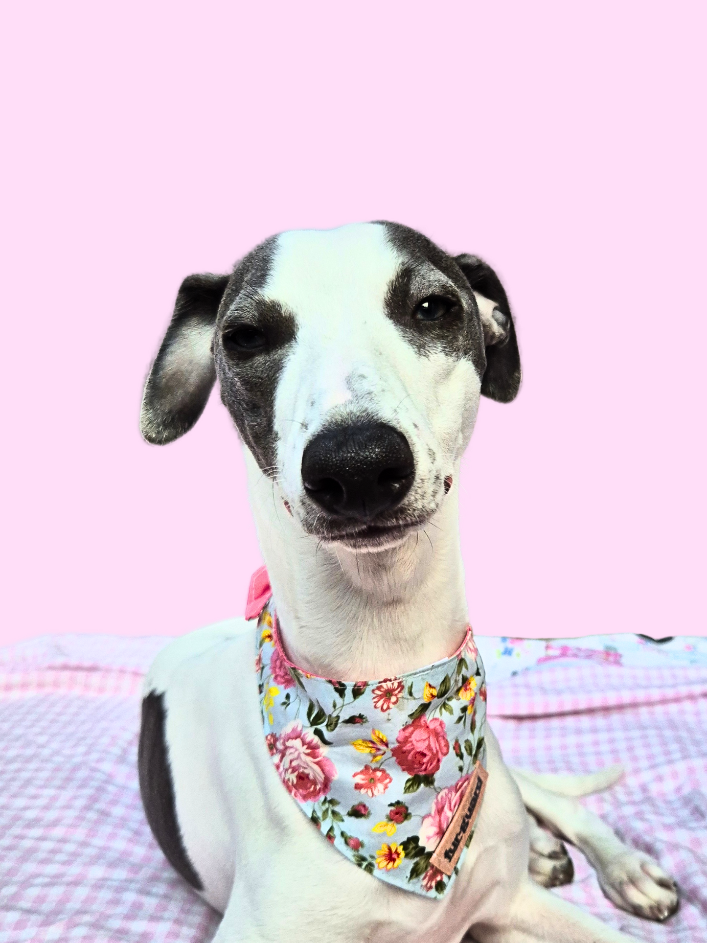 Blue and pink floral bandana