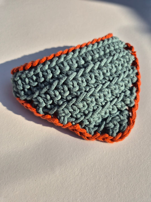 Teal and rust crocheted bandana